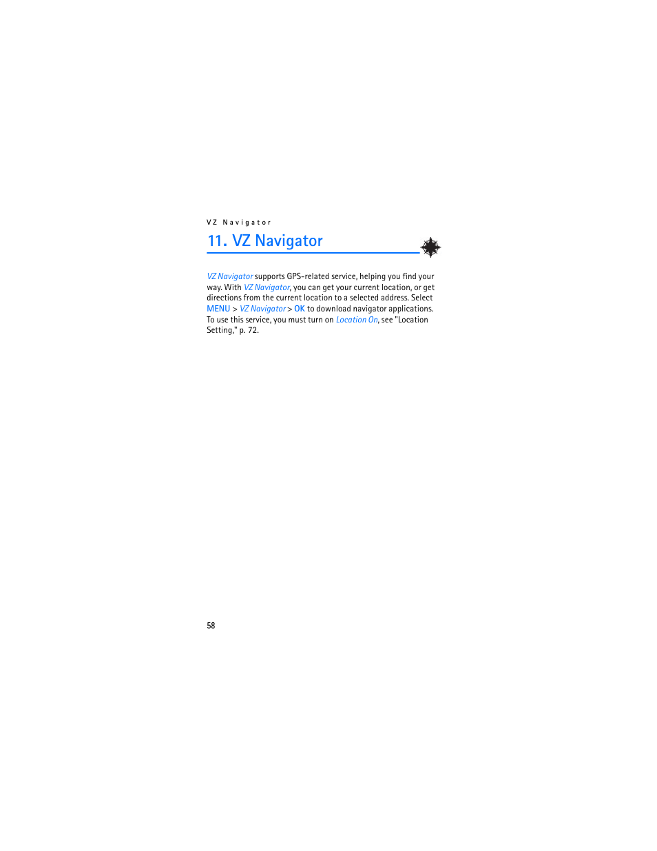 Vz navigator | Nokia 2605 User Manual | Page 59 / 101