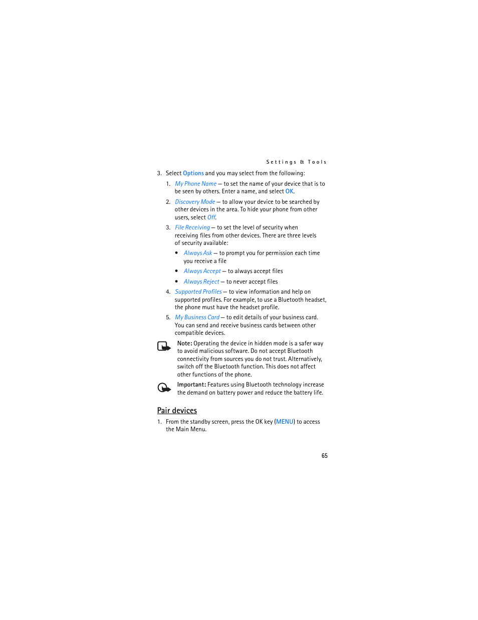 Pair devices | Nokia 2605 User Manual | Page 66 / 101