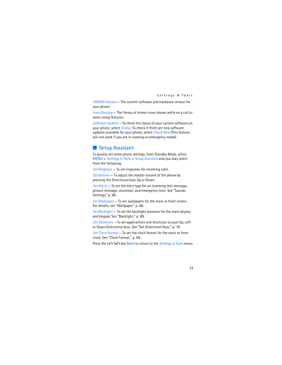 Setup assistant | Nokia 2605 User Manual | Page 78 / 101