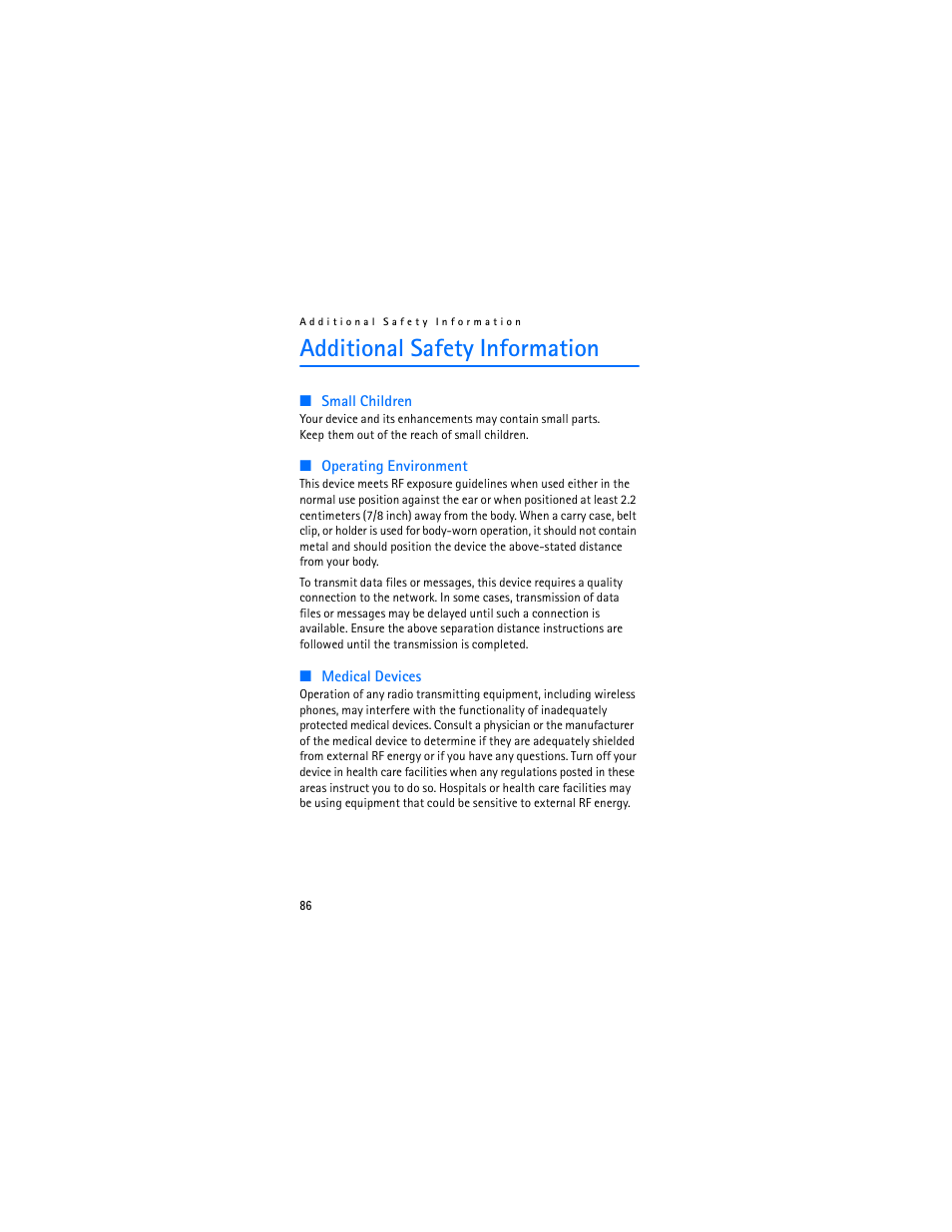 Additional safety information | Nokia 2605 User Manual | Page 87 / 101