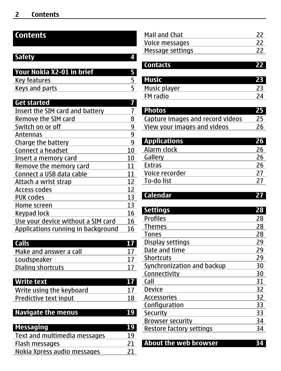 Nokia X2-01 User Manual | Page 2 / 44