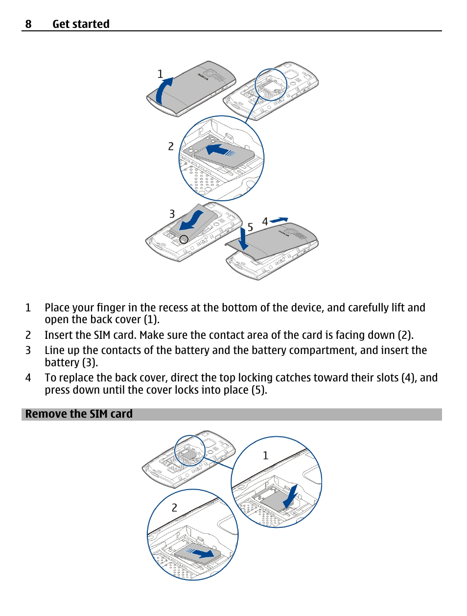 Remove the sim card | Nokia X2-01 User Manual | Page 8 / 44