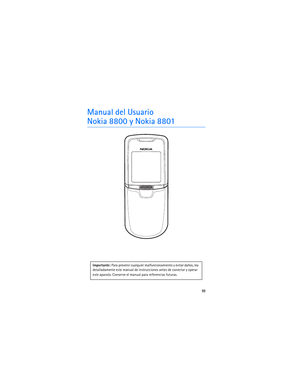 Manual del usuario nokia 8800 y nokia 8801 | Nokia 8801 User Manual | Page 100 / 209