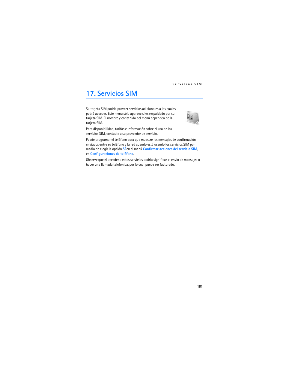 Servicios sim | Nokia 8801 User Manual | Page 182 / 209