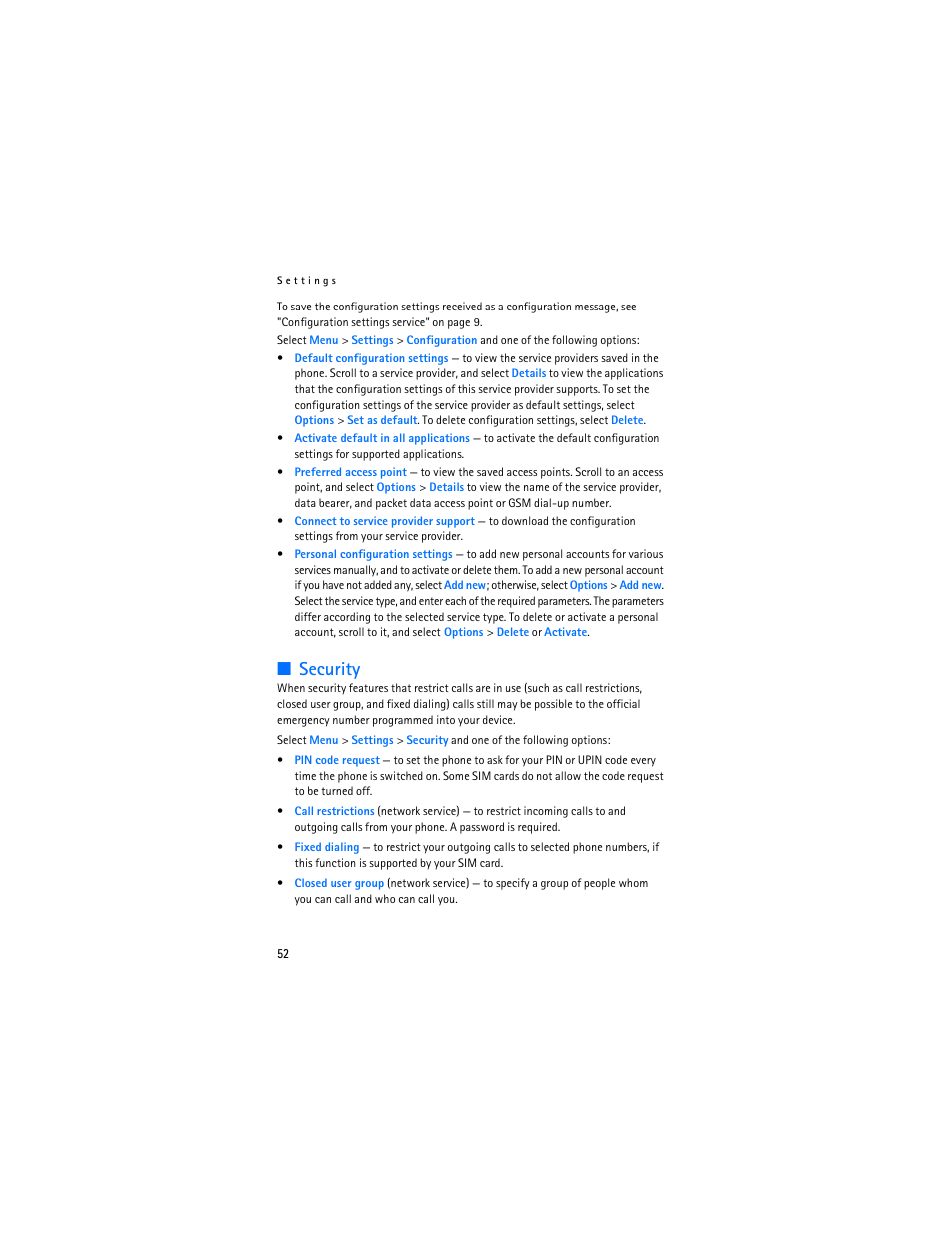 Security | Nokia 8801 User Manual | Page 53 / 209