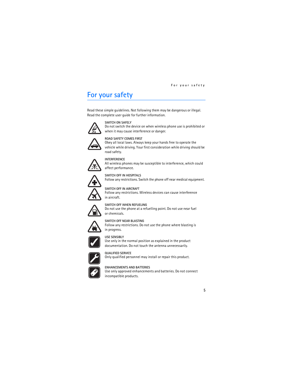 For your safety | Nokia 8801 User Manual | Page 6 / 209