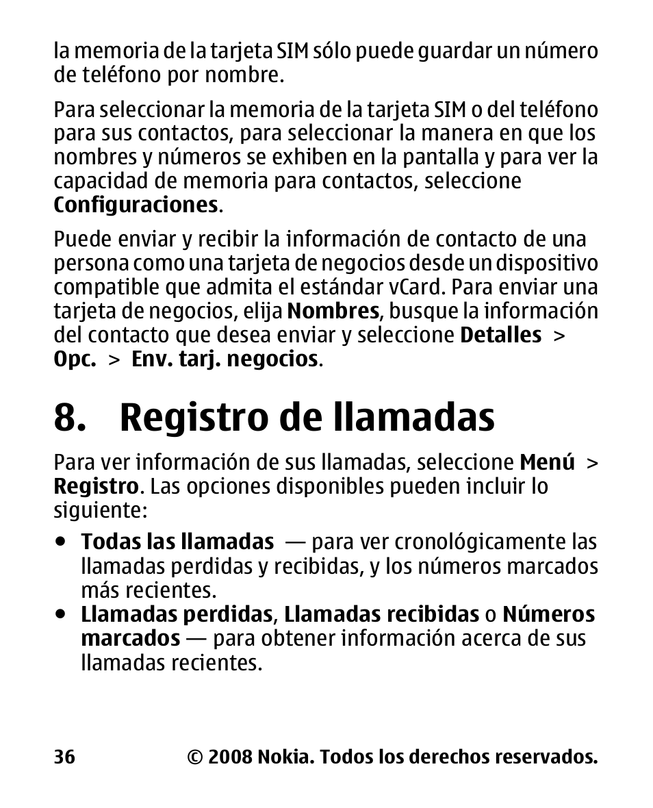 Registro de llamadas, Registro de, Llamadas | Nokia 2680 slide User Manual | Page 104 / 144