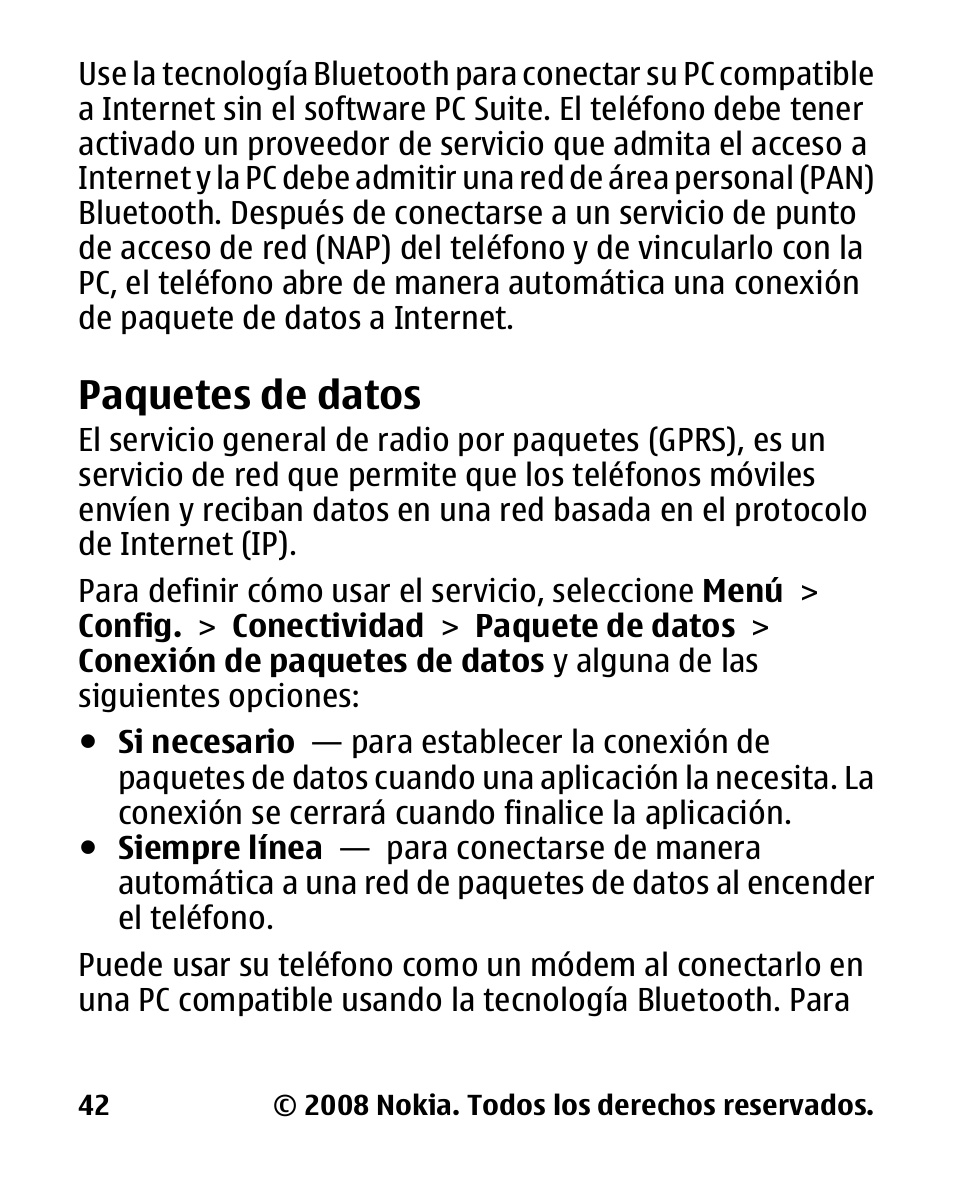 Paquetes de datos | Nokia 2680 slide User Manual | Page 110 / 144