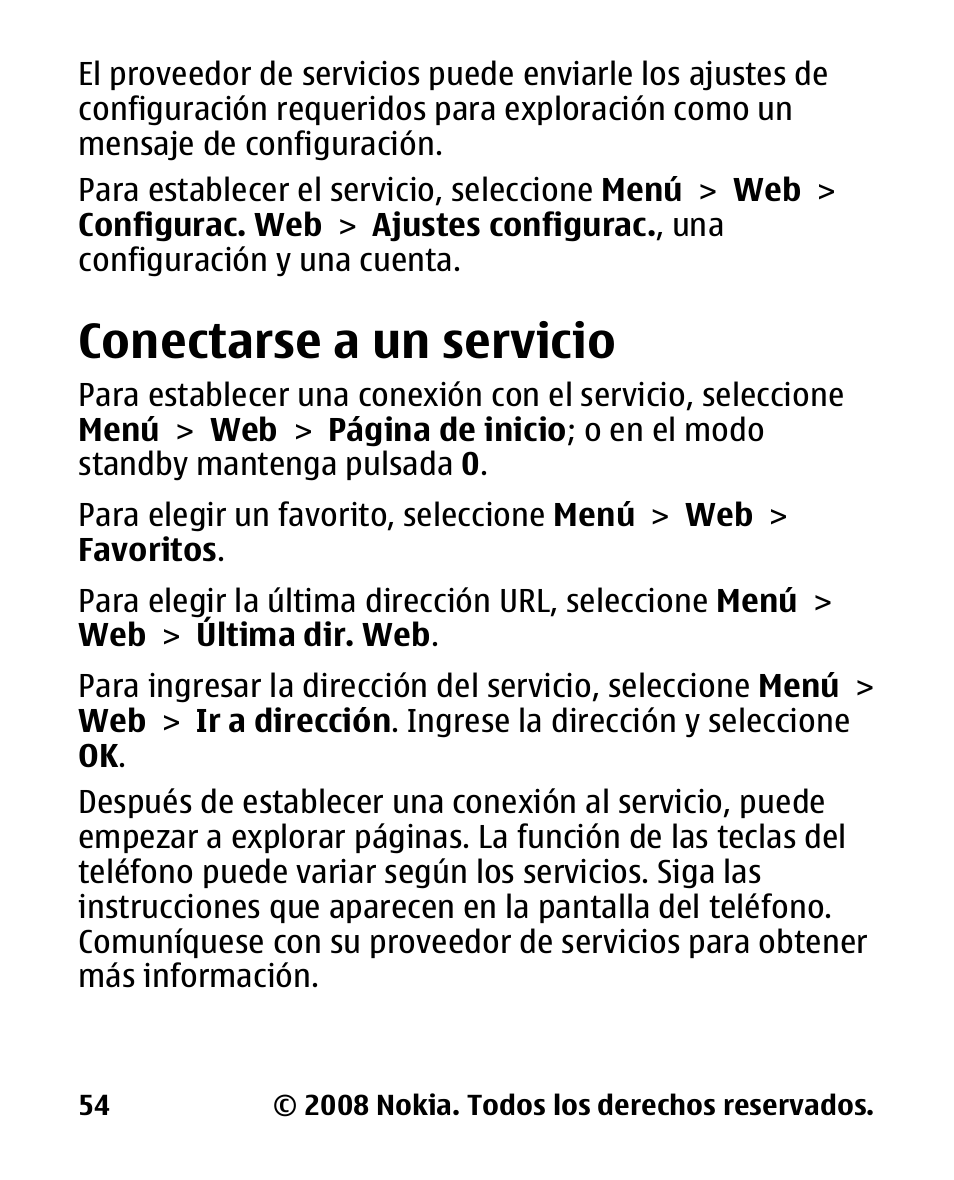 Conectarse a un servicio | Nokia 2680 slide User Manual | Page 122 / 144