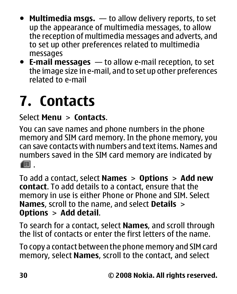 Contacts | Nokia 2680 slide User Manual | Page 31 / 144