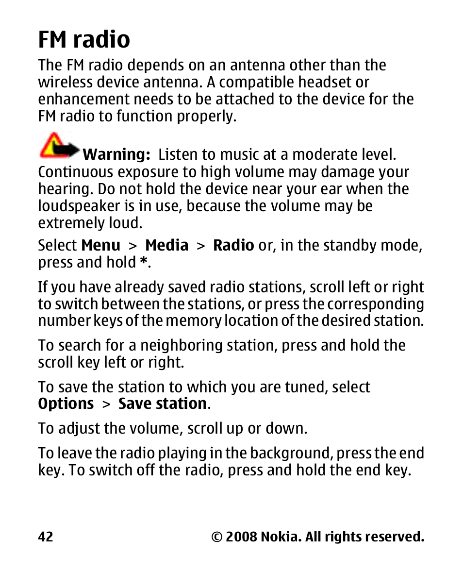 Fm radio | Nokia 2680 slide User Manual | Page 43 / 144