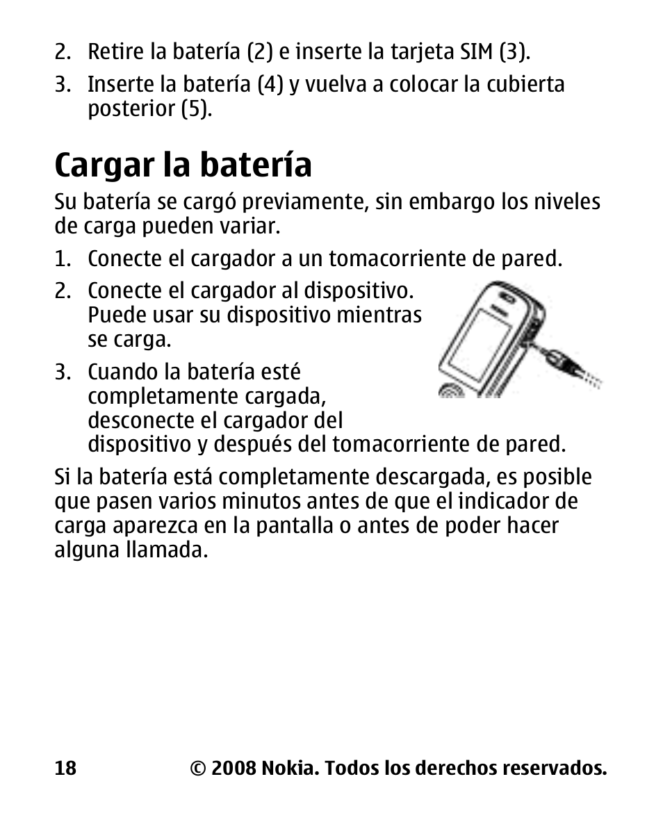 Cargar la batería | Nokia 2680 slide User Manual | Page 86 / 144