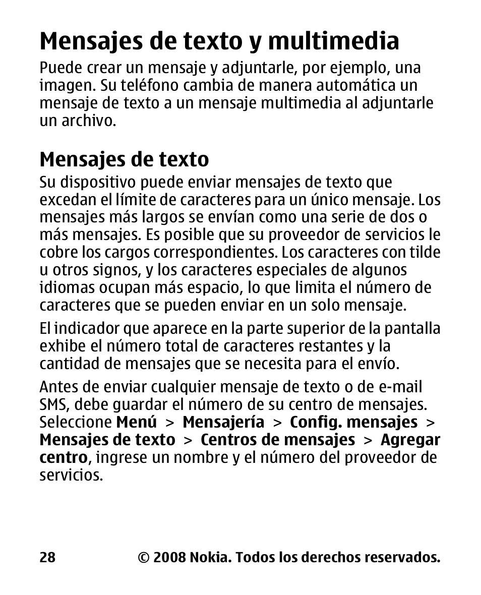 Mensajes de texto y multimedia, Mensajes de texto, Mensajes de texto y | Multimedia | Nokia 2680 slide User Manual | Page 96 / 144