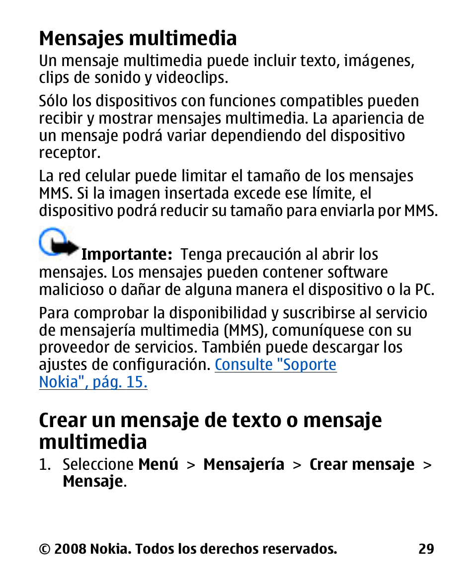 Mensajes multimedia, Crear un mensaje de texto o mensaje multimedia, Crear un mensaje de | Texto o mensaje, Multimedia | Nokia 2680 slide User Manual | Page 97 / 144