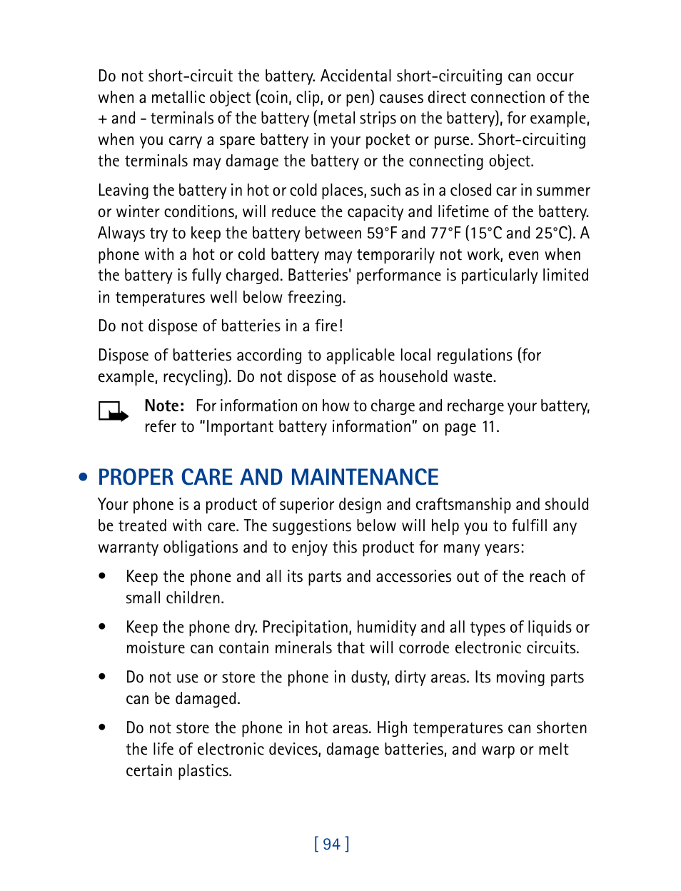 Proper care and maintenance | Nokia 1261 User Manual | Page 101 / 145