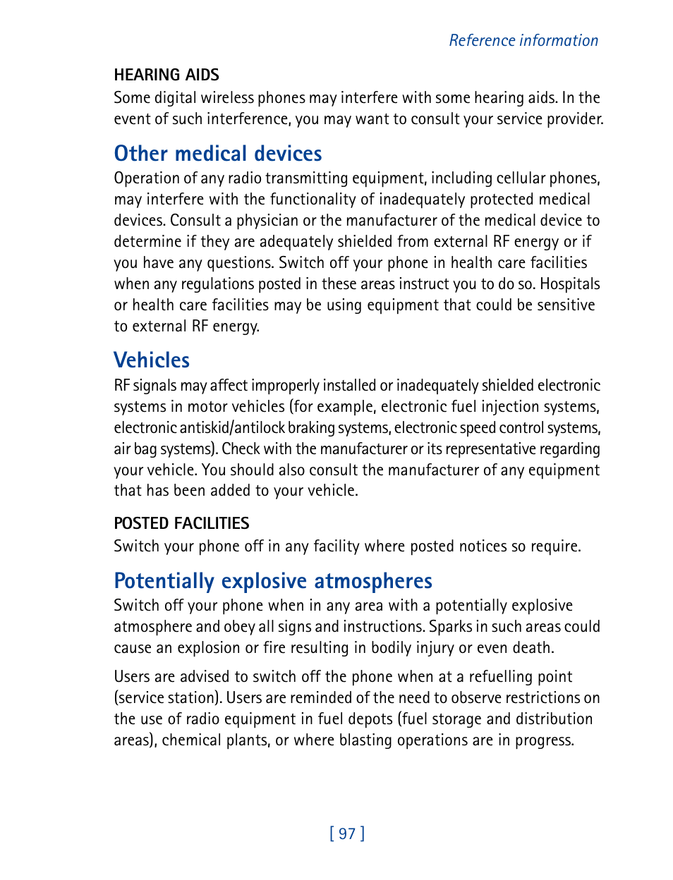 Other medical devices, Vehicles, Potentially explosive atmospheres | Nokia 1261 User Manual | Page 104 / 145