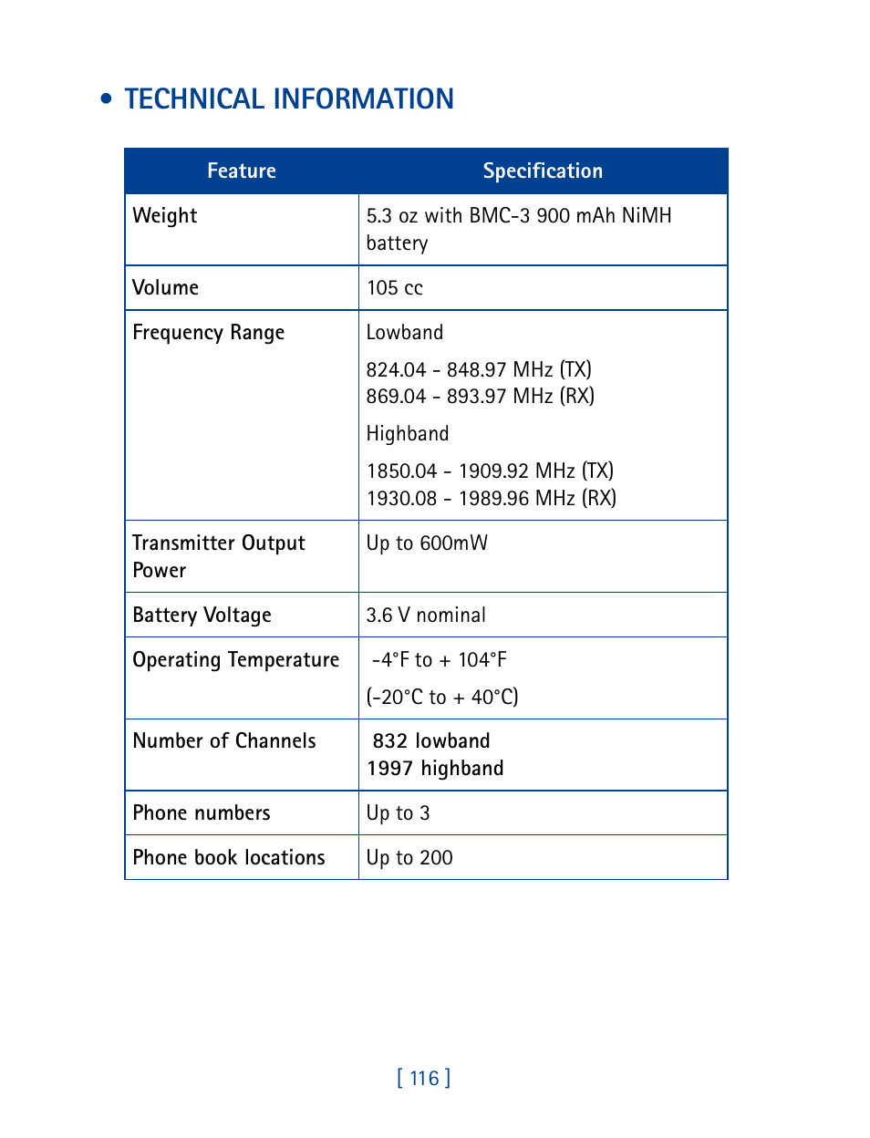 Technical information | Nokia 1261 User Manual | Page 123 / 145