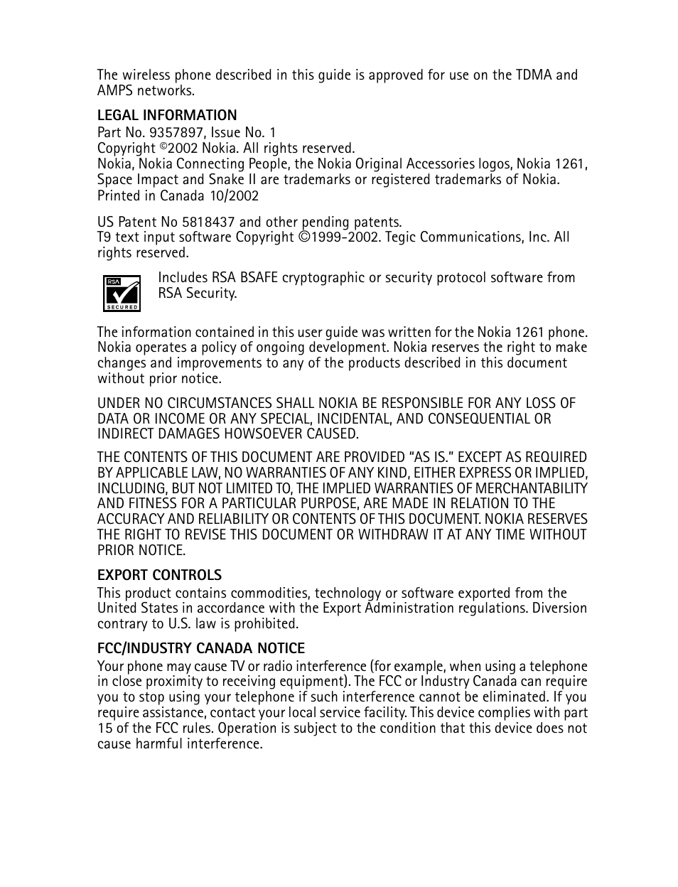 Nokia 1261 User Manual | Page 3 / 145