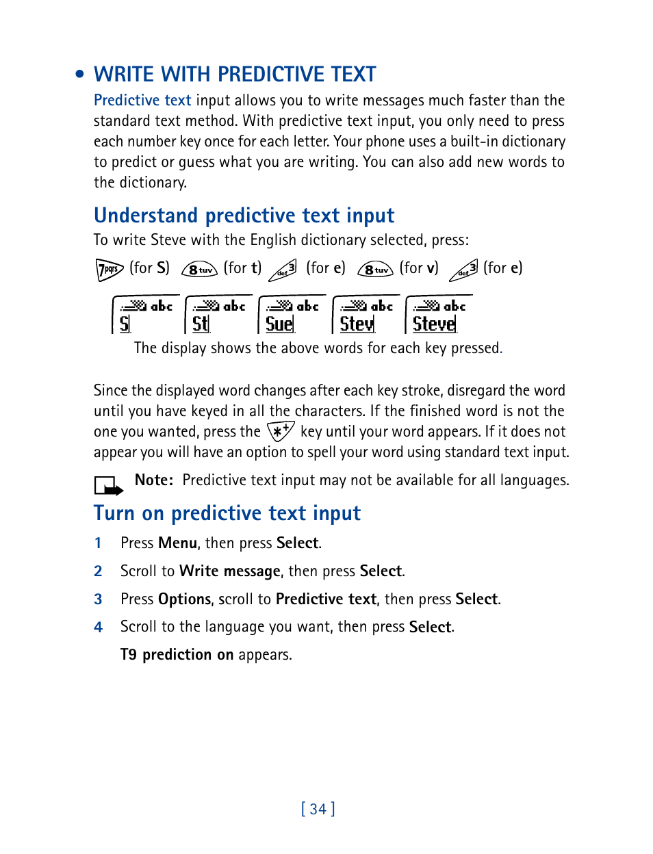 Write with predictive text, Understand predictive text input, Turn on predictive text input | Nokia 1261 User Manual | Page 41 / 145