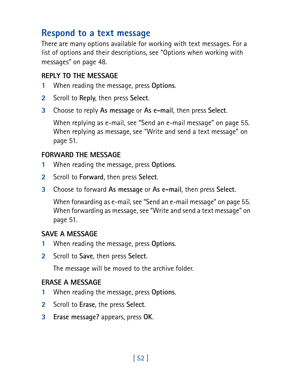 Respond to a text message | Nokia 1261 User Manual | Page 59 / 145