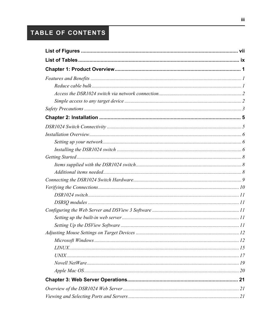 Avocent DSR 1024 User Manual | Page 5 / 86