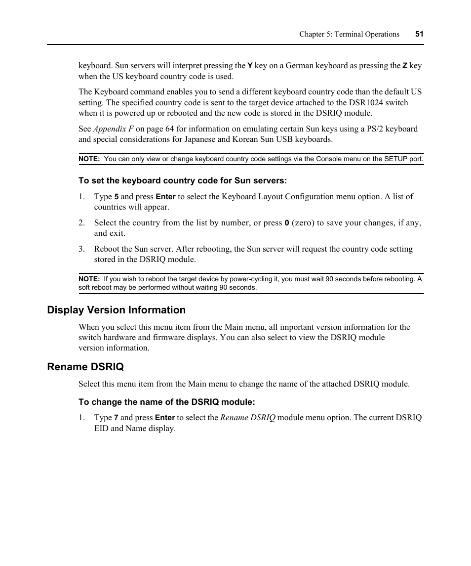 Display version information, Rename dsriq, Display version information rename dsriq | Avocent DSR 1024 User Manual | Page 63 / 86