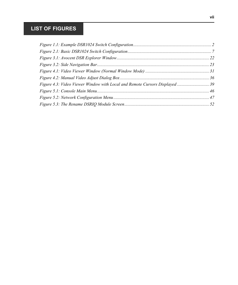 List of figures | Avocent DSR 1024 User Manual | Page 9 / 86