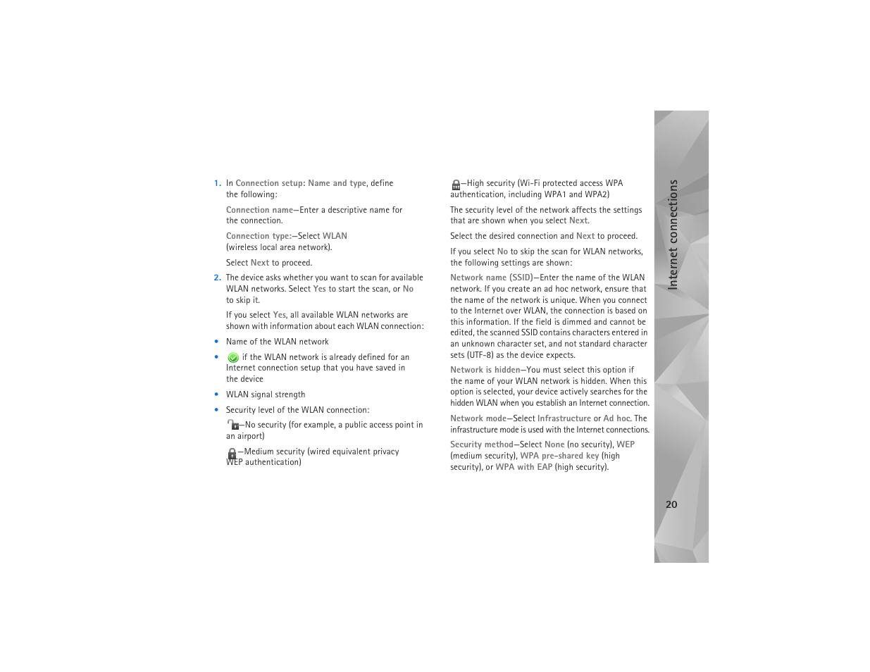 Internet con n ec tions | Nokia N810 User Manual | Page 20 / 52