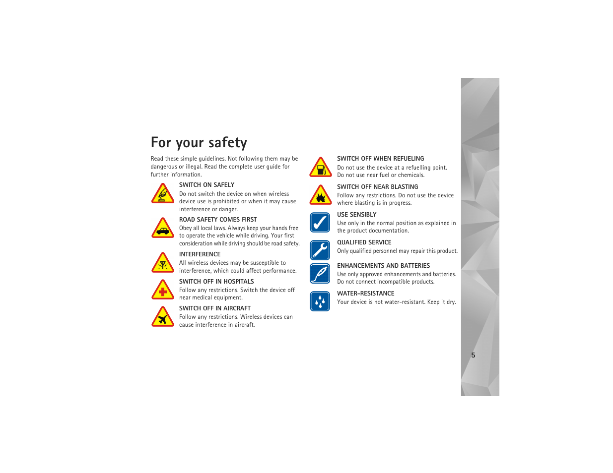 For your safety, R your safety | Nokia N810 User Manual | Page 5 / 52