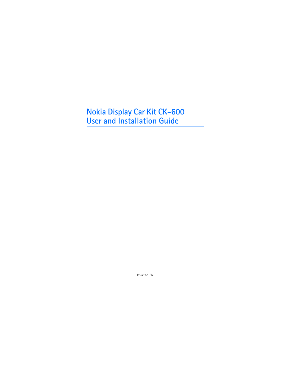 Nokia Display Car Kit CK-600 User Manual | 206 pages