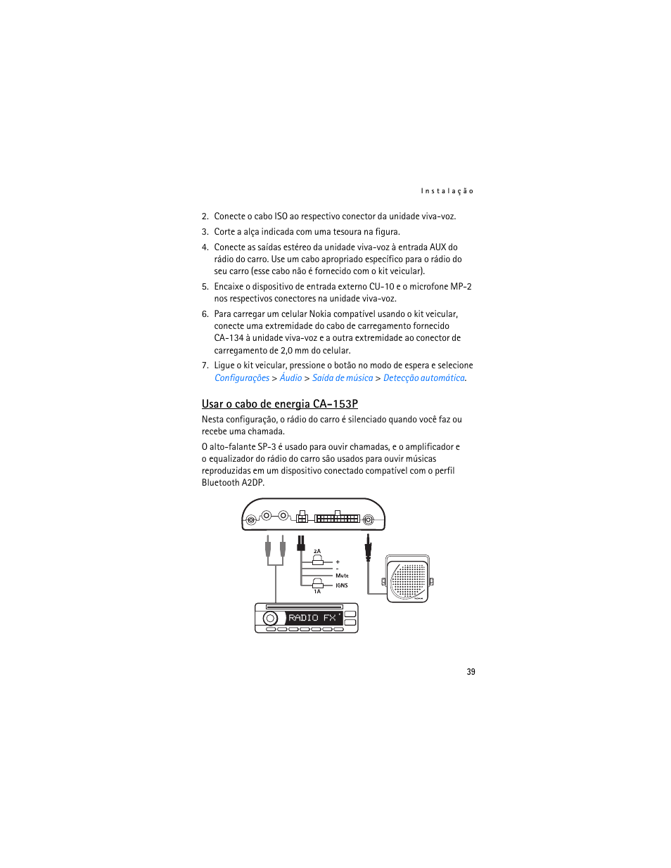 Usar o cabo de energia ca-153p | Nokia Display Car Kit CK-600 User Manual | Page 137 / 206