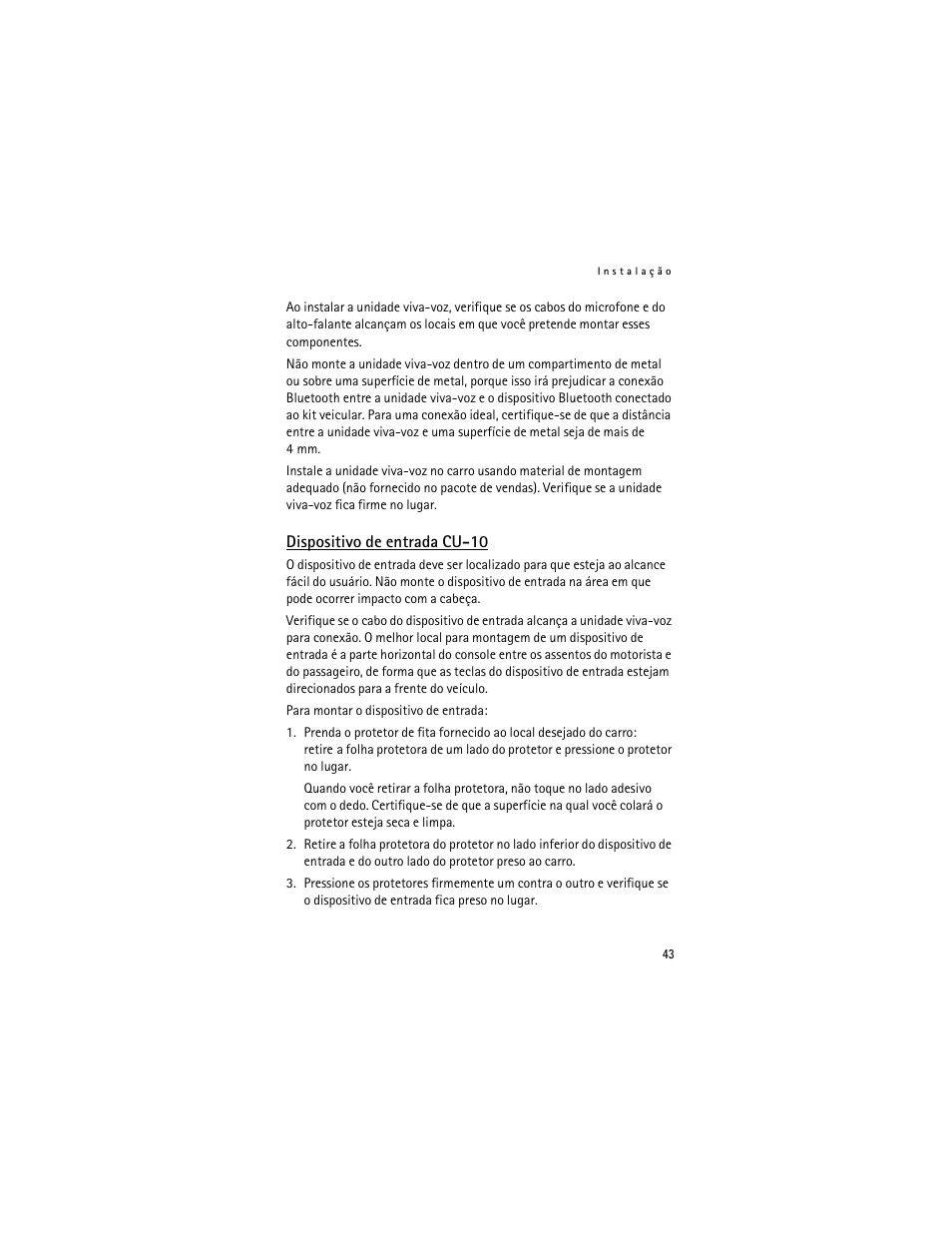 Dispositivo de entrada cu-10 | Nokia Display Car Kit CK-600 User Manual | Page 141 / 206