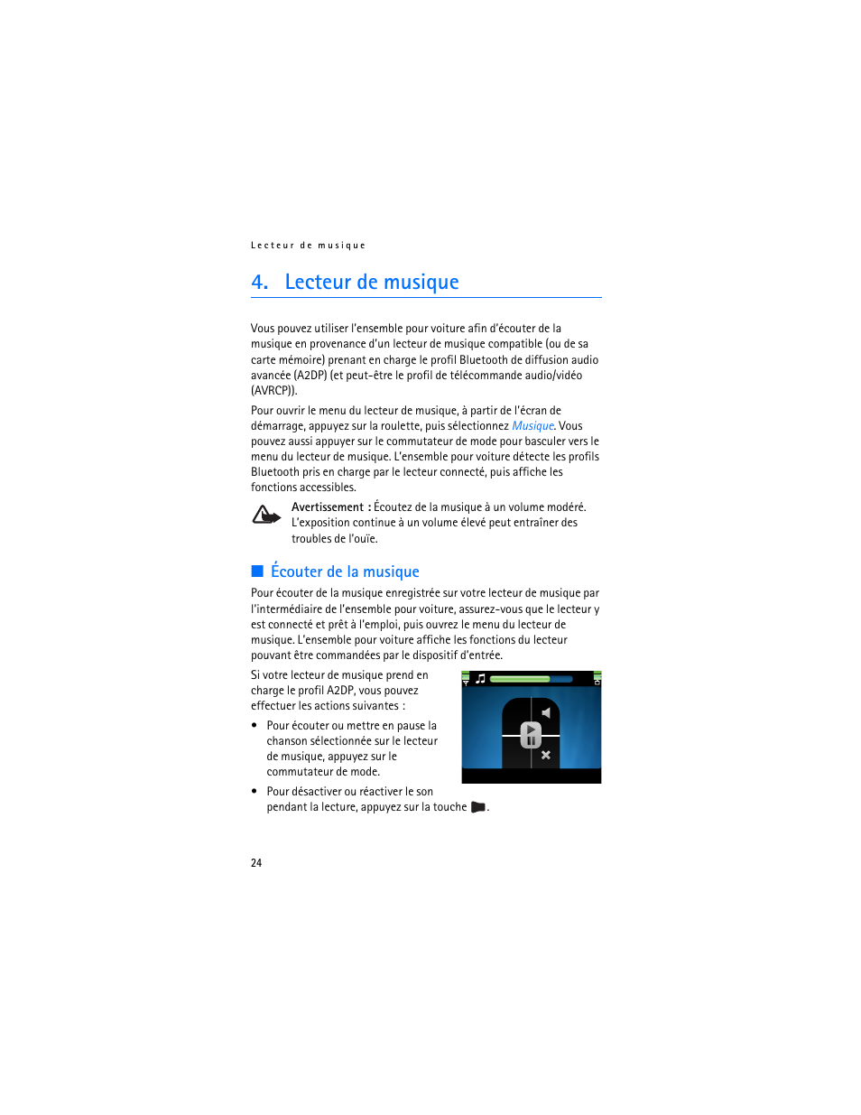 Lecteur de musique, Écouter de la musique, Lecteur de musique », à | Nokia Display Car Kit CK-600 User Manual | Page 174 / 206