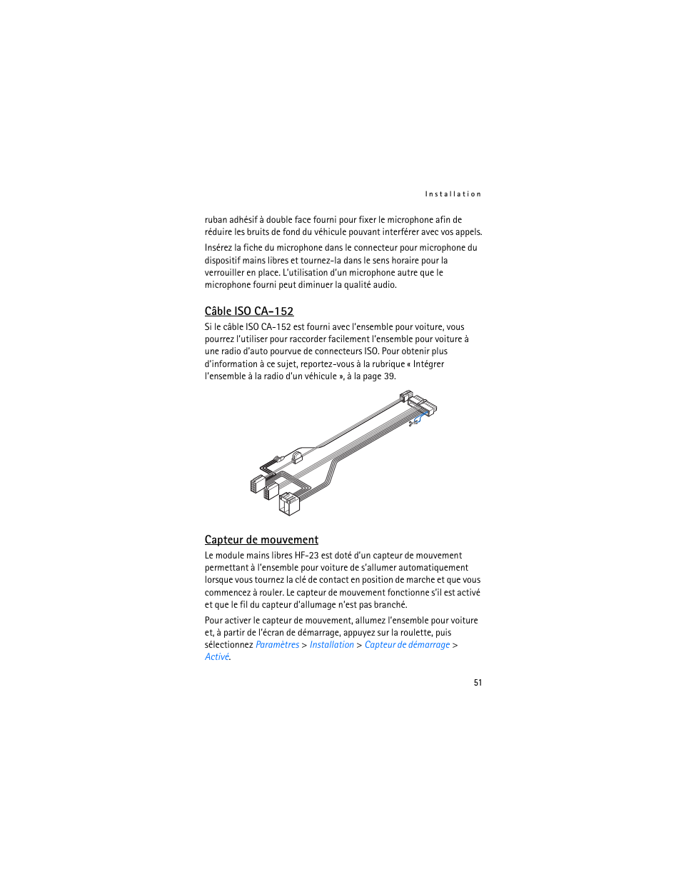 Câble iso ca-152, Capteur de mouvement | Nokia Display Car Kit CK-600 User Manual | Page 201 / 206