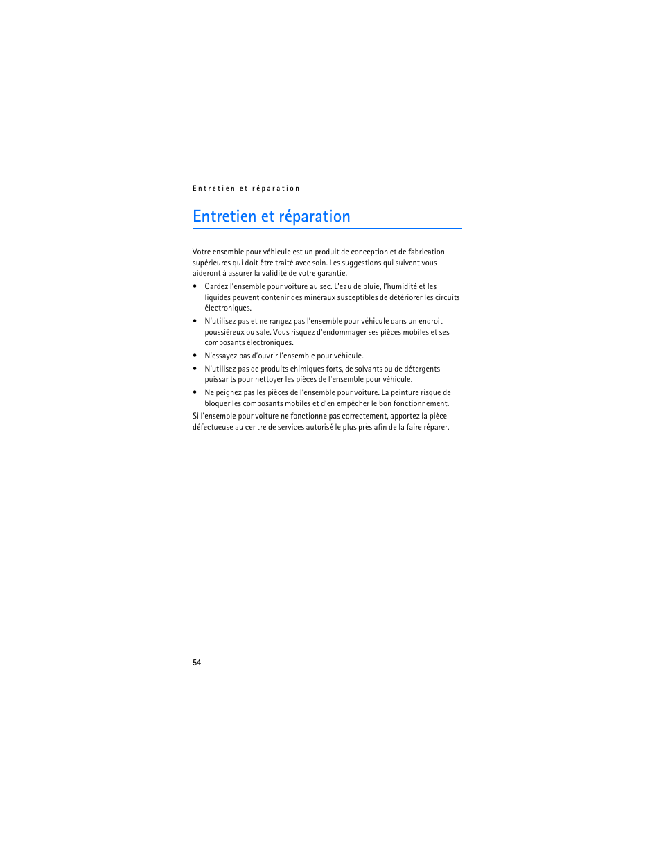 Entretien et réparation | Nokia Display Car Kit CK-600 User Manual | Page 204 / 206