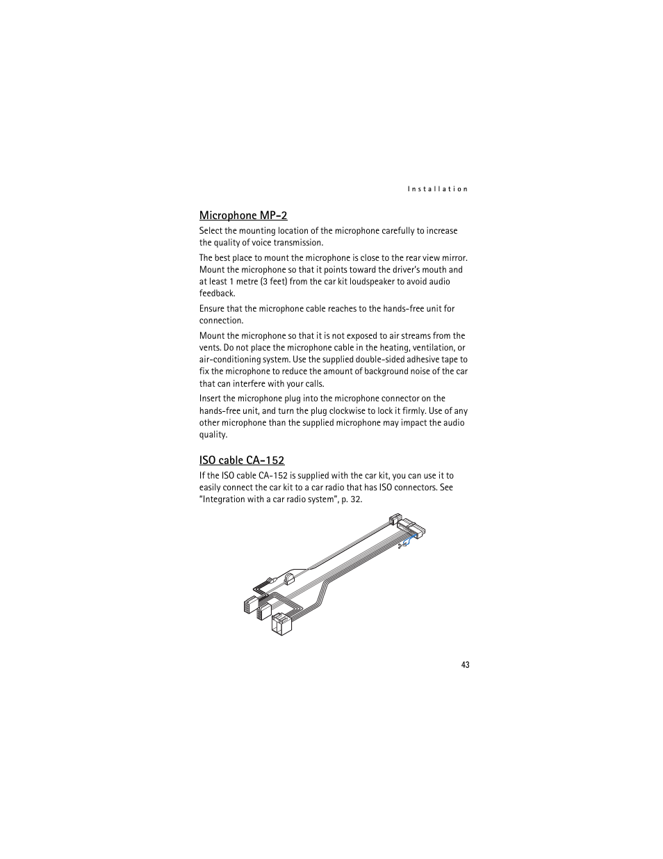 Microphone mp-2, Iso cable ca-152 | Nokia Display Car Kit CK-600 User Manual | Page 43 / 206