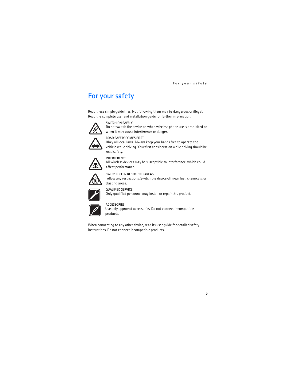 For your safety | Nokia Display Car Kit CK-600 User Manual | Page 5 / 206