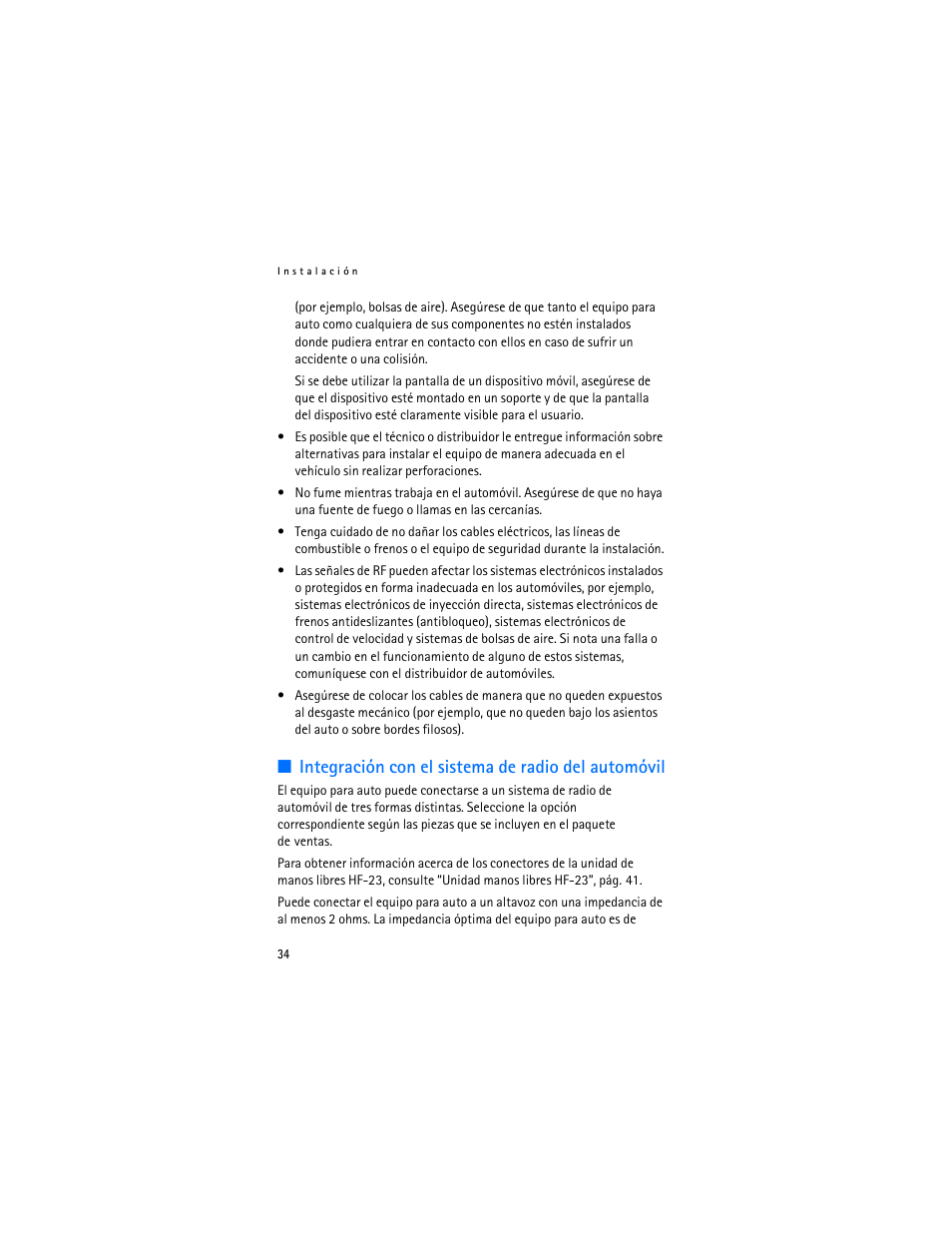 Integración con el sistema de radio del automóvil | Nokia Display Car Kit CK-600 User Manual | Page 82 / 206