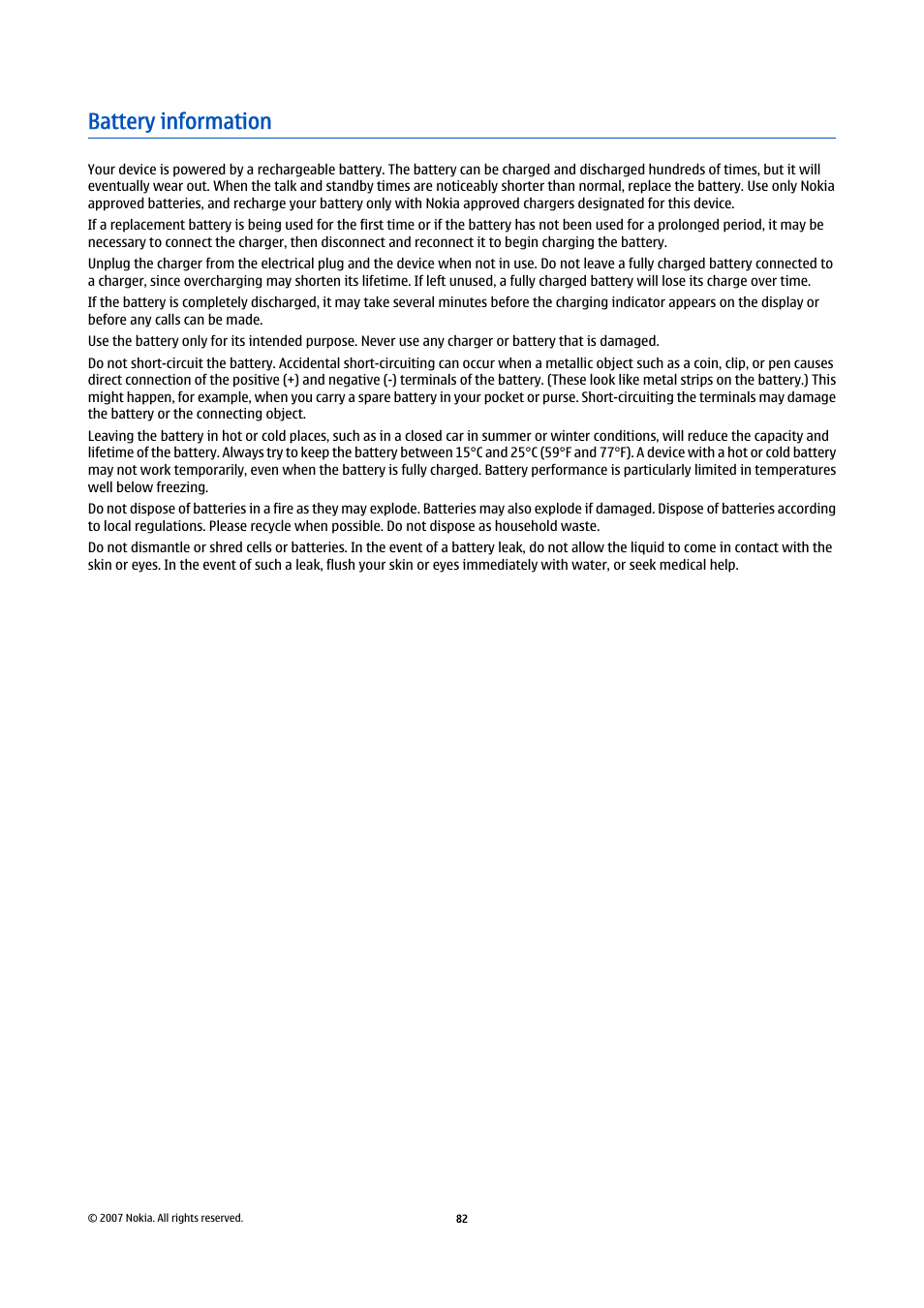 Battery information | Nokia E90 Communicator User Manual | Page 114 / 125