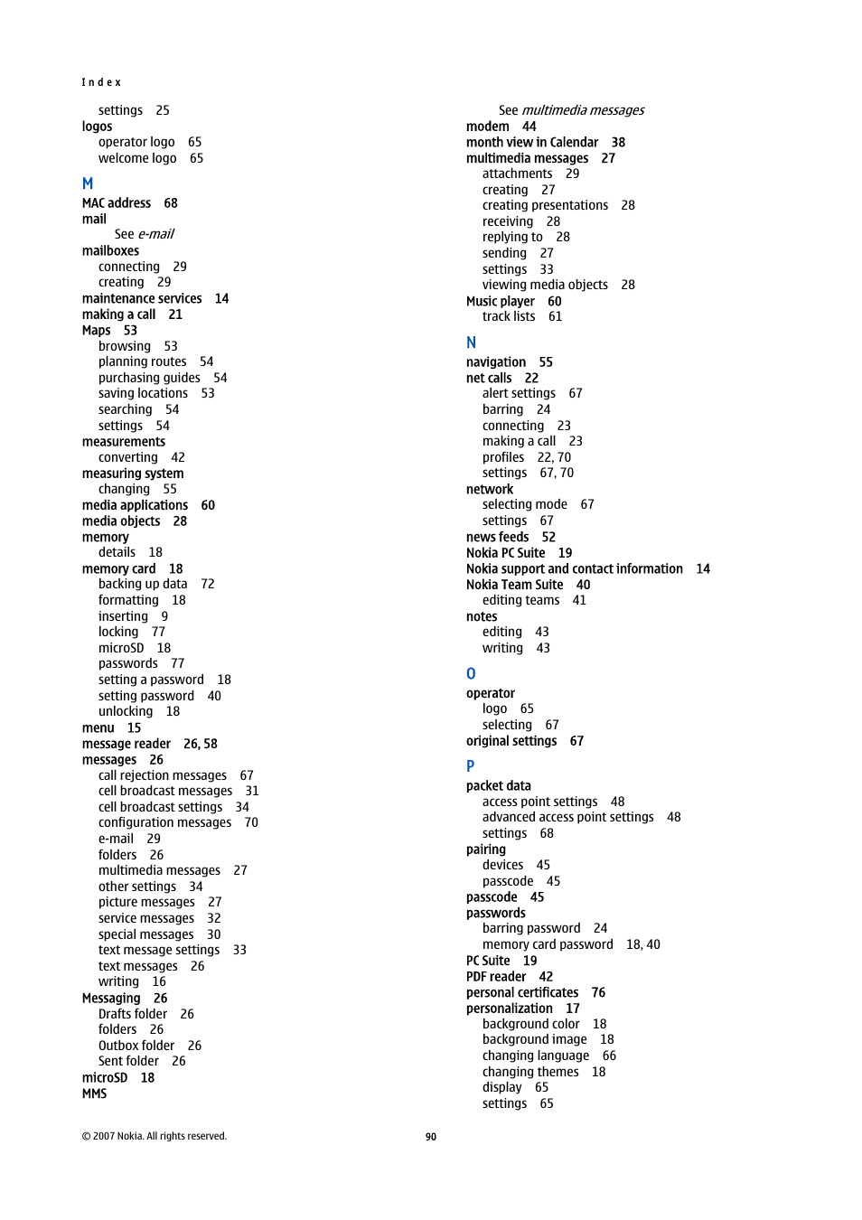 Nokia E90 Communicator User Manual | Page 122 / 125