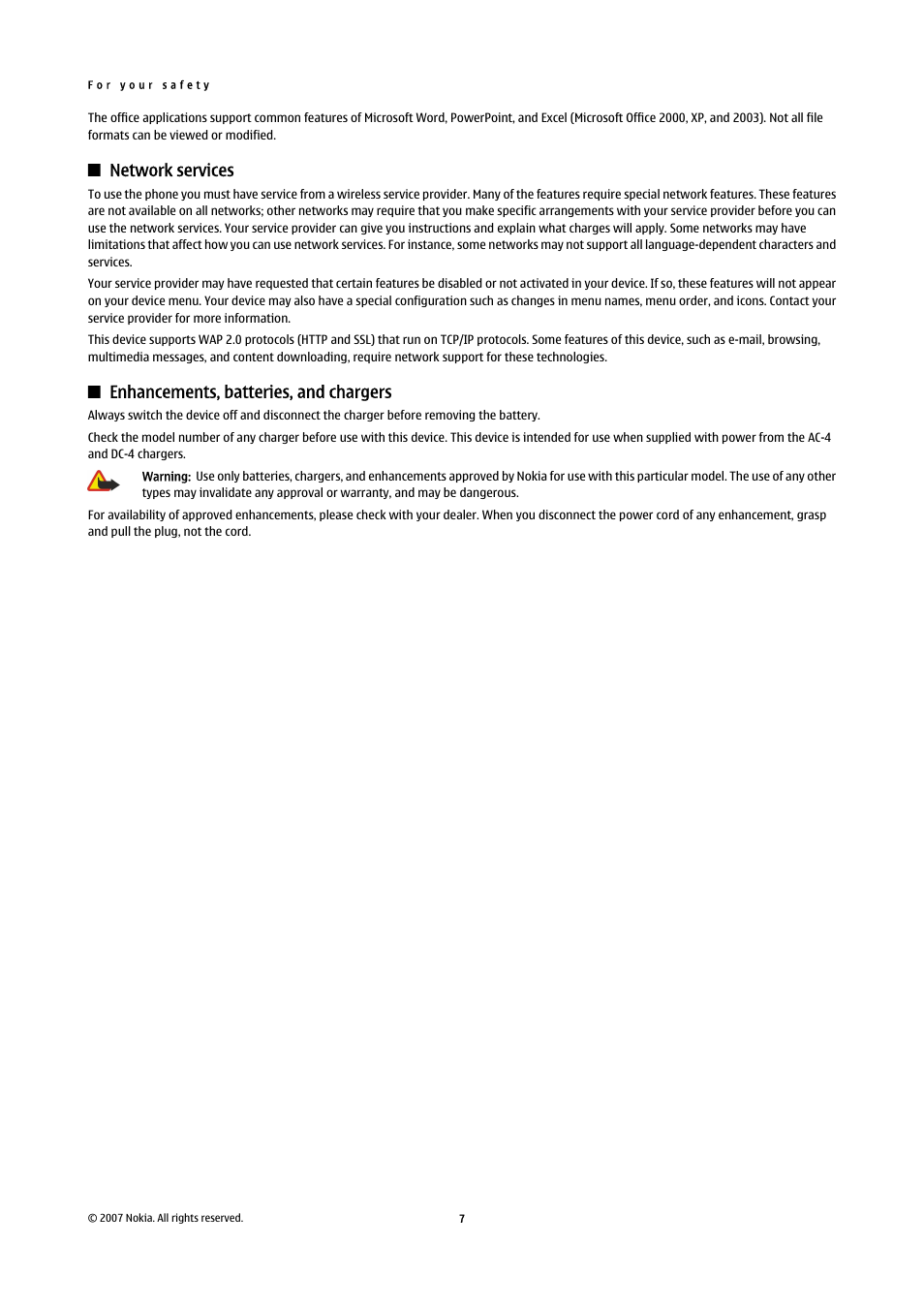 Network services, Enhancements, batteries, and chargers | Nokia E90 Communicator User Manual | Page 39 / 125