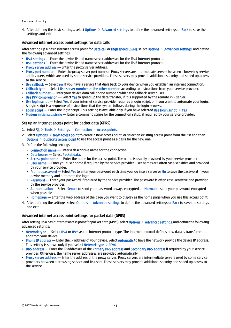 Gprs) | Nokia E90 Communicator User Manual | Page 80 / 125