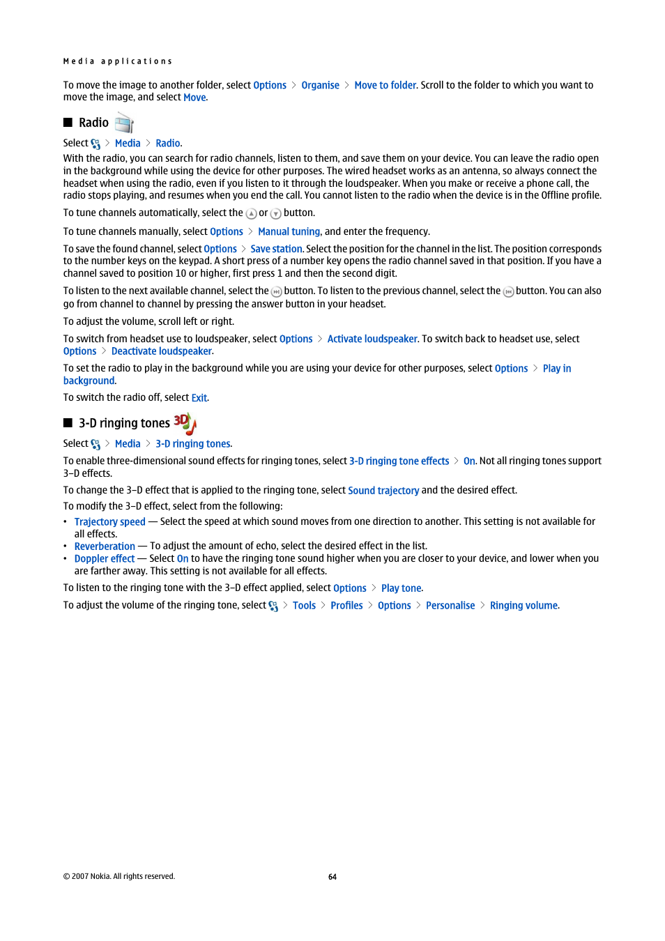 Radio, D ringing tones | Nokia E90 Communicator User Manual | Page 96 / 125