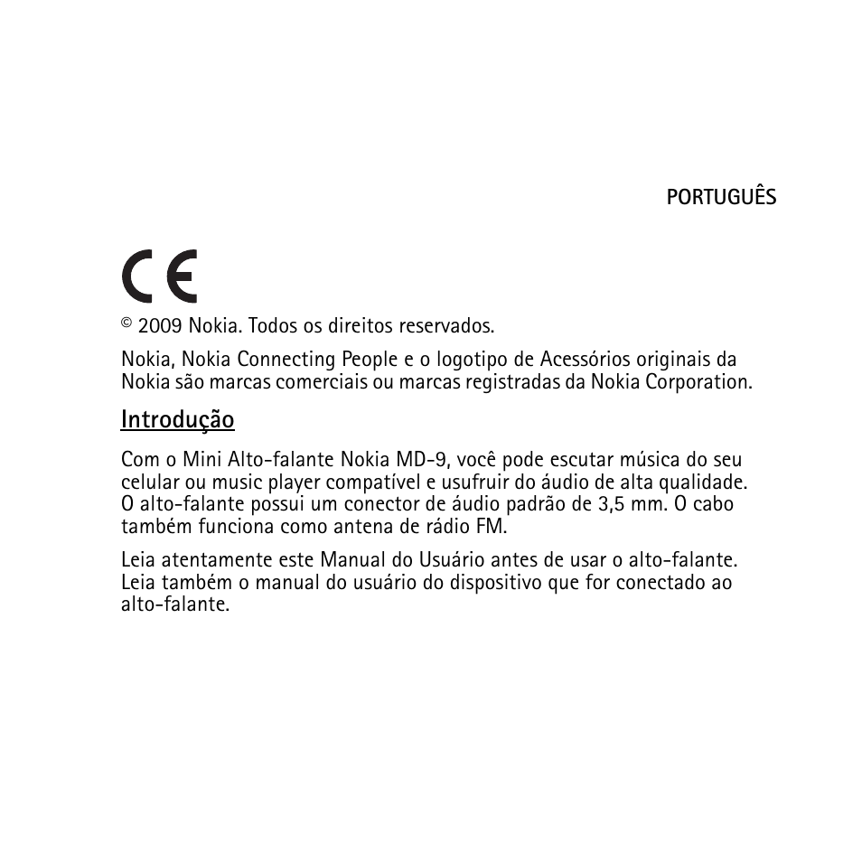 Introdução | Nokia Mini Speakers MD-9 User Manual | Page 28 / 35