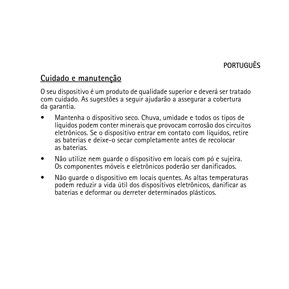 Cuidado e manutenção | Nokia Mini Speakers MD-9 User Manual | Page 33 / 35