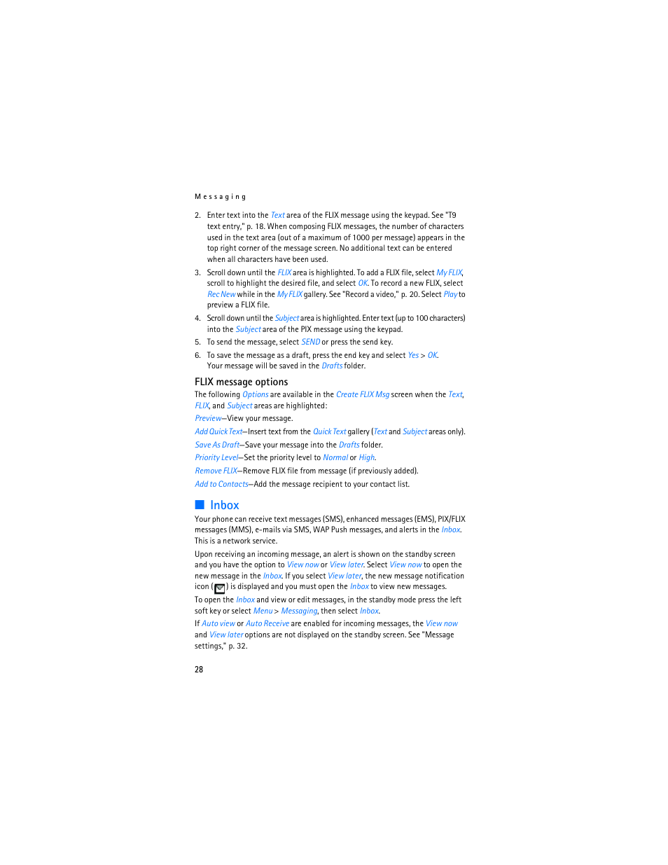 Inbox | Nokia 6305i User Manual | Page 29 / 137