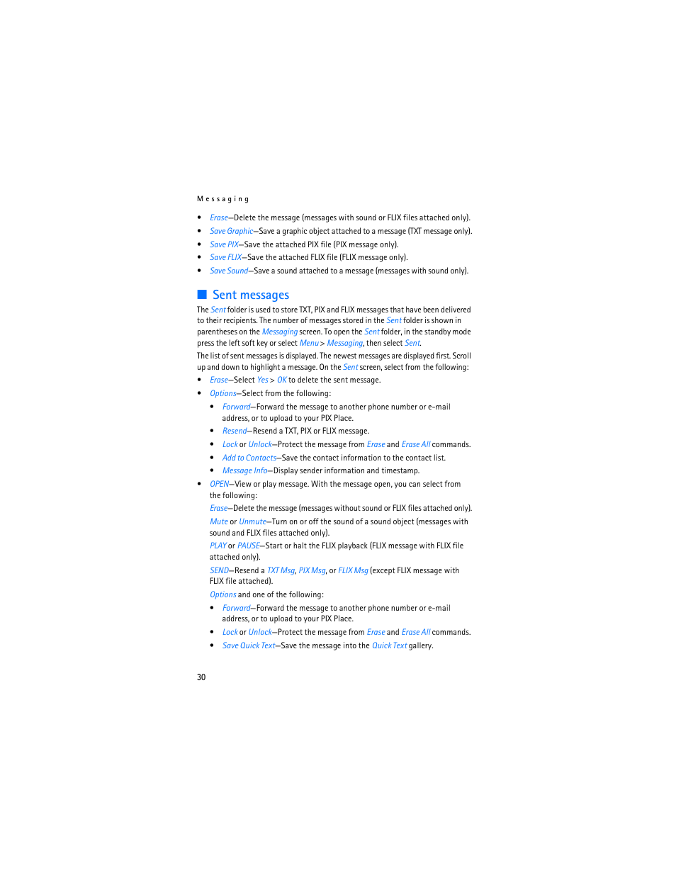 Sent messages | Nokia 6305i User Manual | Page 31 / 137