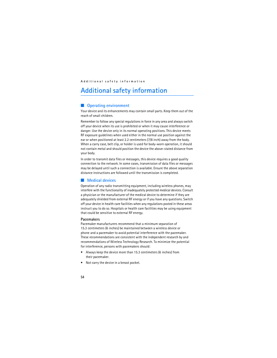 Additional safety information | Nokia 6305i User Manual | Page 55 / 137