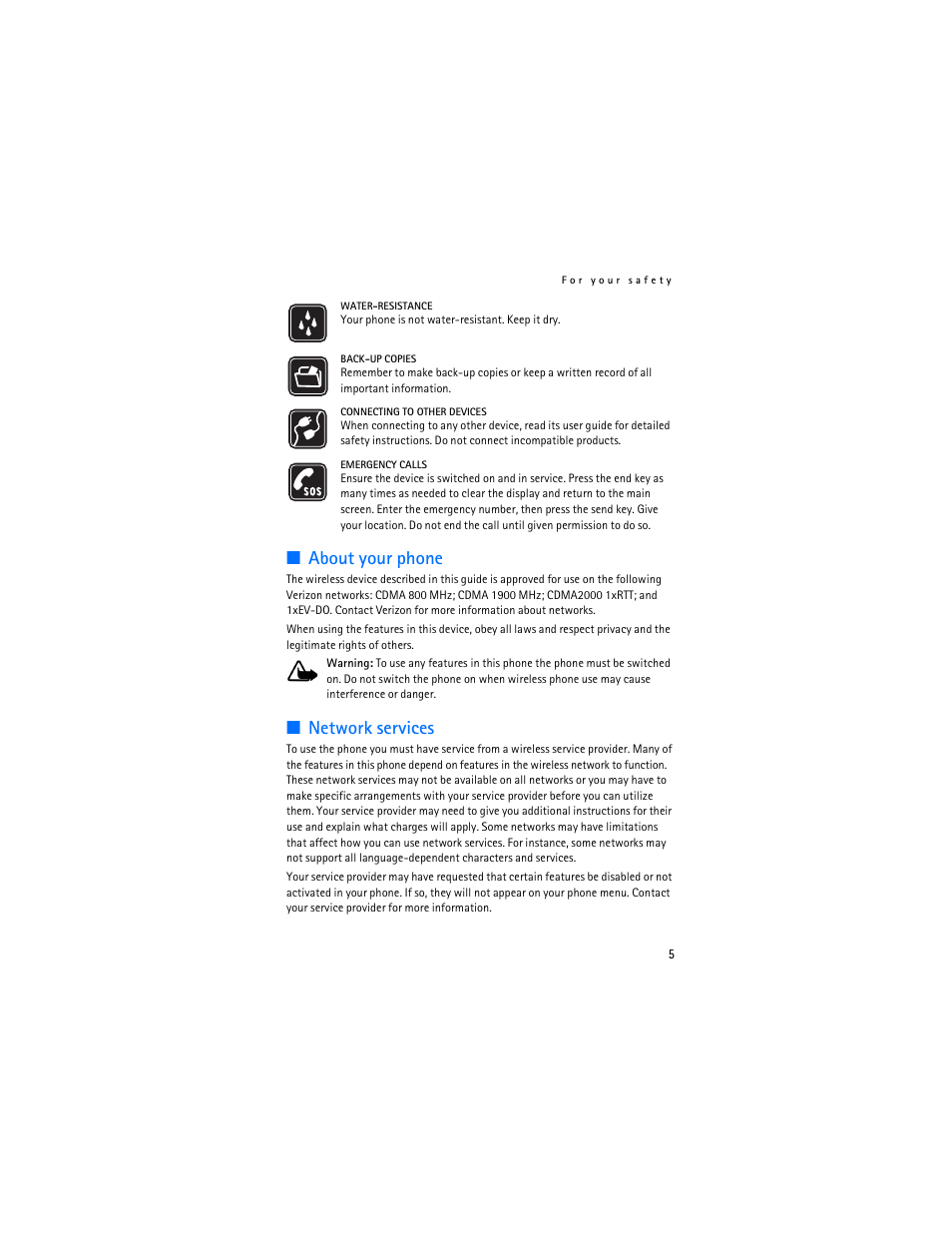 About your phone, Network services | Nokia 6305i User Manual | Page 6 / 137