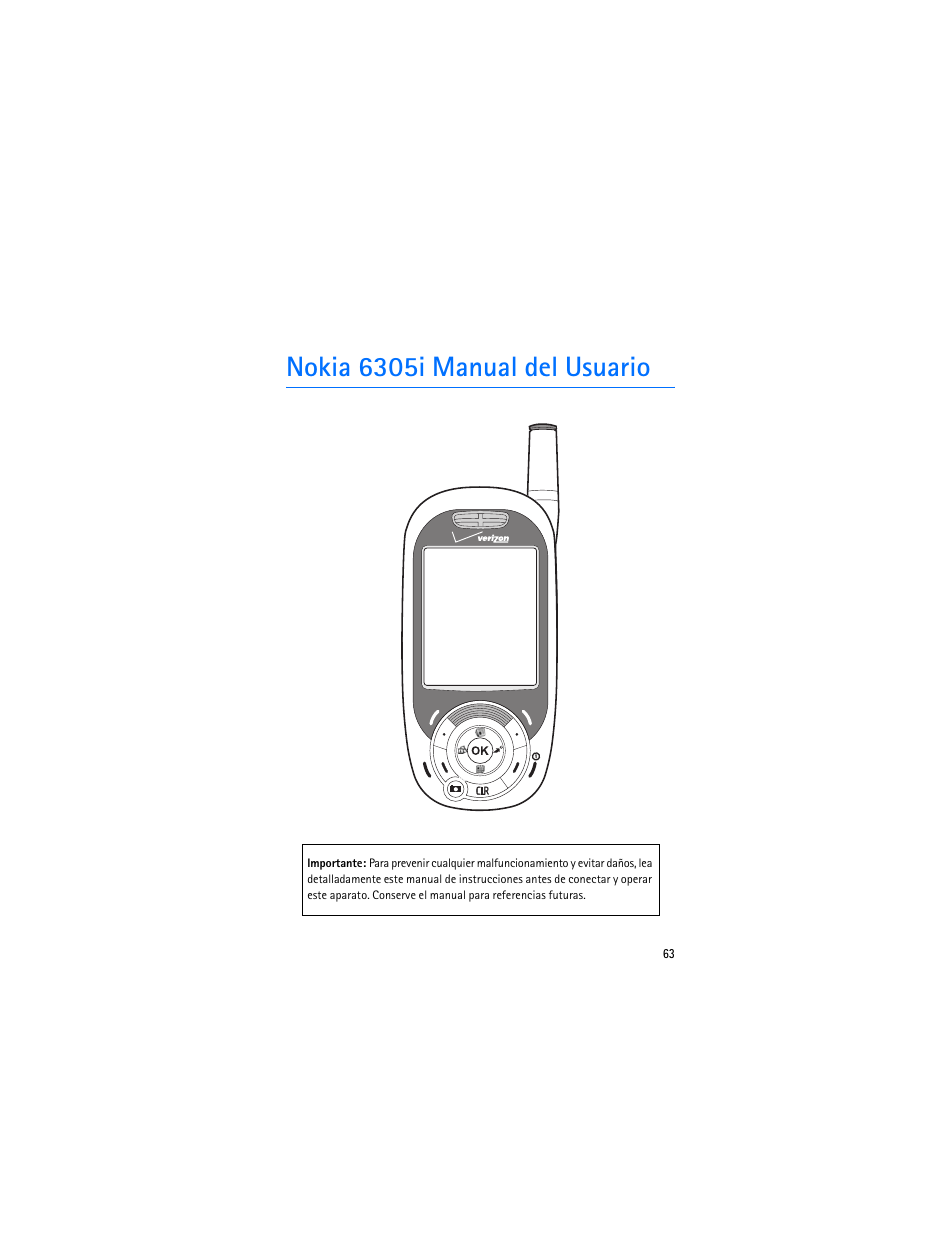 Nokia 6305i manual del usuario | Nokia 6305i User Manual | Page 64 / 137